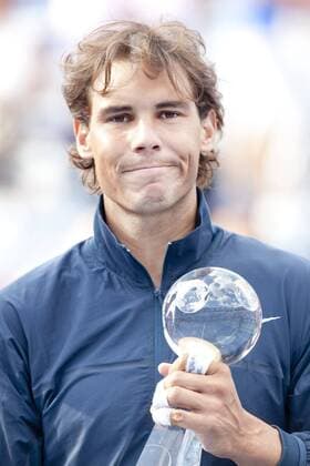 Aug. 11, 2013 - Montreal, Quebec, CAN - Rafael Nadal holds the Rogers Cup trophy after winning the men s singles finals on championship Sunday. Tennis 2013 - Rogers Cup Finals- AUG 11 - ZUMAs30