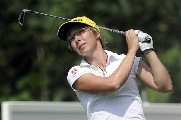 German Ann-Kathrin Lindner watches her tee shot during the Pilsen Golf Masters 2013 women s golf tournament within the Ladies European Tour (LET) series held at the Plzen-Dysina Golf Park near Plzen, Czech Republic, Sunday, Aug. 11, 2013. Lindner won the tournament. (CTKxPhoto PetrxEret) CTKPhotoP201308110361101  ert 7