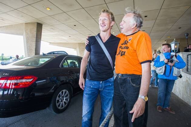Dirk Kuyt of Holland during the arrival of the Dutch National team on August 12, 2013 at Grand Hote Huis ter Duin at Noordwijk, The Netherlands. Arrival Dutch team in Noordwijk Friendly 2013 2014 xVIxLaurensxLindhoutxIVx 1720832