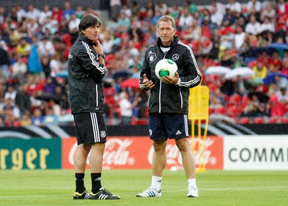 12.08.2013, xsvx, Fussball Deutsche Fussball Nationalmannschaft Training, v.l. Trainer Joachim JOGI Löw (Deutsche Fussball Nationalmannschaft DFB), Trainer Hans-Dieter HANSI Flick (Deutsche Fussball Nationalmannschaft DFB)