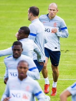 Arjen Robben of Holland during the training session of the Netherlands on August 12, 2013 at Sportpark Nieuw Zuid in Katwijk aan Zee, The Netherlands. Training session Netherlands Friendly 2013 2014 xVIxLaurensxLindhoutxIVx 1721674