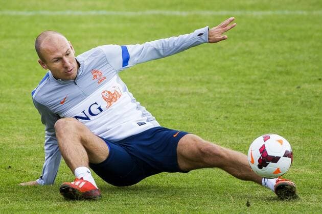 Arjen Robben of Holland during the training session of the Netherlands on August 12, 2013 at Sportpark Nieuw Zuid in Katwijk aan Zee, The Netherlands. Training session Netherlands Friendly 2013 2014 xVIxLaurensxLindhoutxIVx 1721676