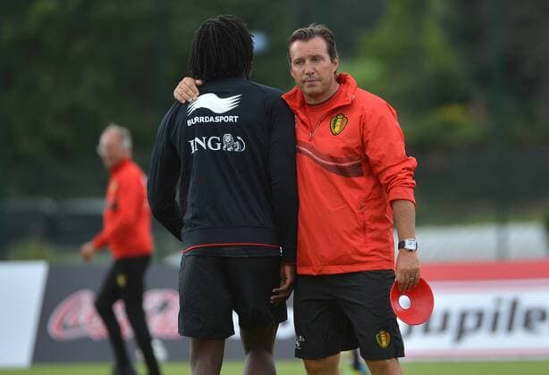 Marc Wilmots head coach of Belgian Team - Romelu Lukaku FOOTBALL : Training - Belgium - 12 08 2013 PhotoNews Panoramic 