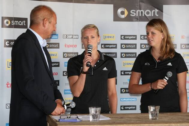 Beachvolleyball: smart beach tour 2013 Pressekonferenz - press conference, deutsche Meisterschaft Timmendorf, Karla Borger und Britta Buethe, Jonas Reckermann, xHOCHxZWEIx xMaltexChristiansx