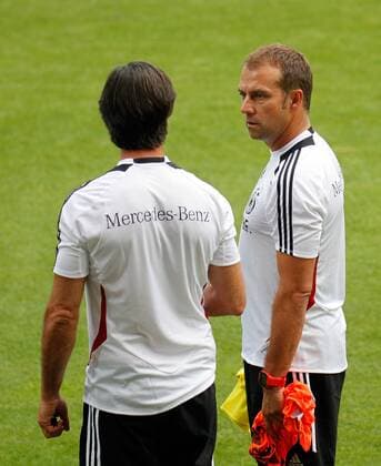 13.08.2013, xsvx, Fussball Deutsche Fussball Nationalmannschaft Training, v.l. Trainer Joachim JOGI Löw (Deutsche Fussball Nationalmannschaft DFB) Trainer Hans-Dieter HANSI Flick (Deutsche Fussball Nationalmannschaft DFB)