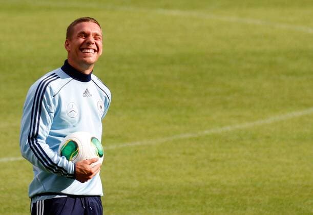 13.08.2013, xsvx, Fussball Deutsche Fussball Nationalmannschaft Training, v.l. Lukas Podolski (Deutsche Fussball Nationalmannschaft DFB) Freisteller