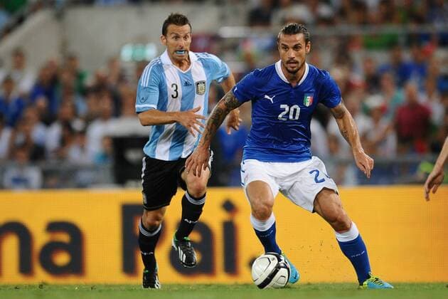 Daniel Pablo Osvaldo (Italia) Hugo Campagnaro (Argentina) - Rome, Stadio Olimpico - Friendly match Italy vs Argentina - AntoniettaxBaldassarre