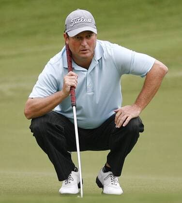 Aug. 16, 2013 - Greensboro, North Carolina, U.S - TIM CLARK looks at the slope of the hill during the second round of the 2013 Wyndham Championship at Sedgefield Country Club. Golf 2013 - Wyndham Championship  - ZUMAh10
