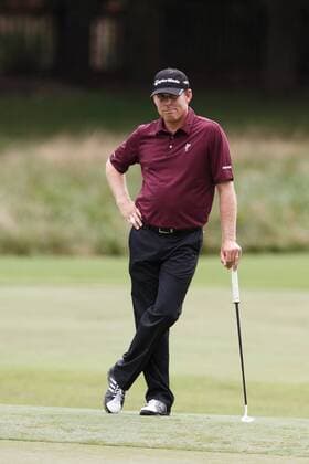 16 August 2013: Justin Leonard smirks at the crowd during the second round of the Wyndham Championship at Sedgefield Country Club in Greensboro, NC. GOLF: AUG 16 PGA Golf Herren - Wyndham Championship - Round 2 Icon130816037 EDITORIAL USE ONLY