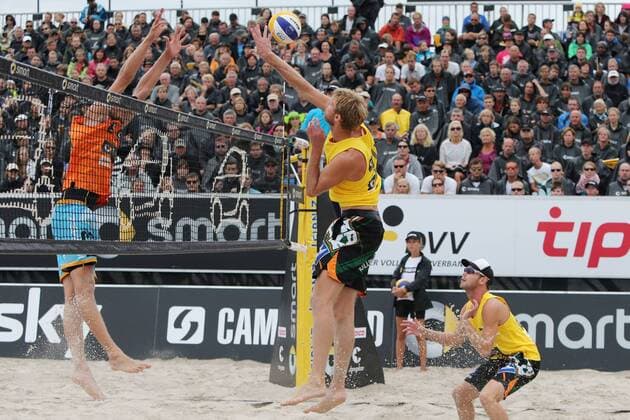 Beachvolleyball: smart beach tour super cup Kühlungsborn 2013, Supercup - super cup, Armin Dollinger gegen Sebastian Dollinger, xHOCHxZWEIx xMaltexChristiansx