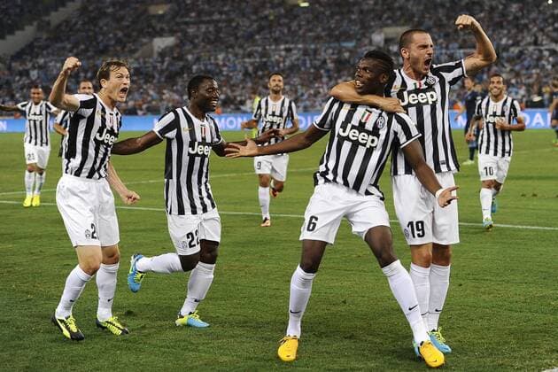 Db Roma 18 08 2013 - Supercoppa Italiana Juventus-Lazio foto Daniele Buffa Image Sport nella foto: esultanza gol Paul Pogba 