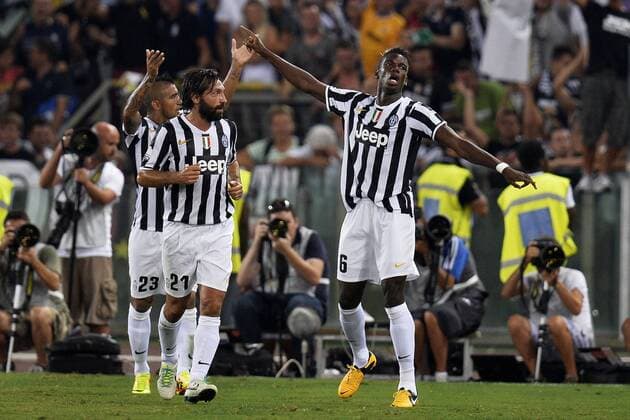 Esultanza di Paul Pogba Juventus dopo il gol 1-0 Goal celebration Roma 18 8 2013 Stadio Olimpico Football Calcio Supercoppa Italiana Juventus Vs Lazio Foto Andrea Staccioli Insidefoto andreaxstaccioli