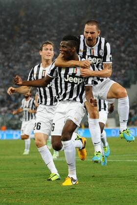 Esultanza dopo il gol di Paul Pogba (Juve) con Leonardo Bonucci 2013 08 18 Roma, Stadio Olimpico Supercoppa Tim Juventus vs Lazio foto Antonietta Baldassarre Insidefoto AntoniettaxBaldassarre