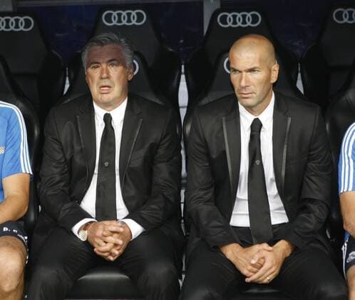Carlo Ancelotti - Zinedine Zidane. BBVA League match played between Real Madrid CF and Real Betis Sevilla. In this picture, Ancelotti and Zidane. xBEATRIZxGUZMANx 