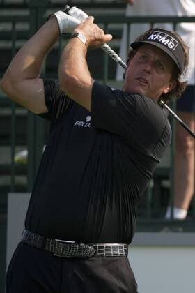 Aug. 21, 2013 - Jersey City, New Jersey, U.S - August 21, 2013: Phil Mickelson (USA) hits from the first tee box during The Barclays Fed Ex Pro-Am at Liberty National Golf Course in Jersey City, NJ. Kostas Lymperopoulos csm GOLF 2013: The Barclays Fed Ex Championship AUG 21 - ZUMAc04