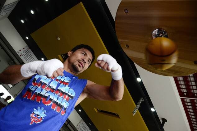 Aug. 22, 2013 - General Santos City, Philippines - Filipino boxer Manny Pacquiao conducts training routines at a gym in General Santos City, Southern Philippines, 22 August 2013. Paquiao Training For November Fight - Philippines  - ZUMAt11