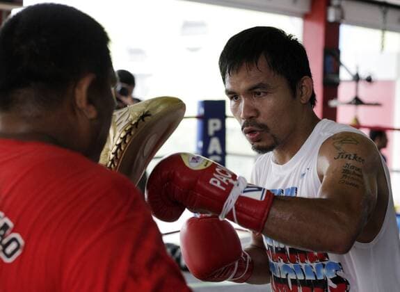 Aug. 22, 2013 - General Santos City, Philippines - Filipino boxer Manny Pacquiao conducts training routines at a gym in General Santos City, Southern Philippines, 22 August 2013. Pacquiao Training For November Fight - Philippines  - ZUMAt11