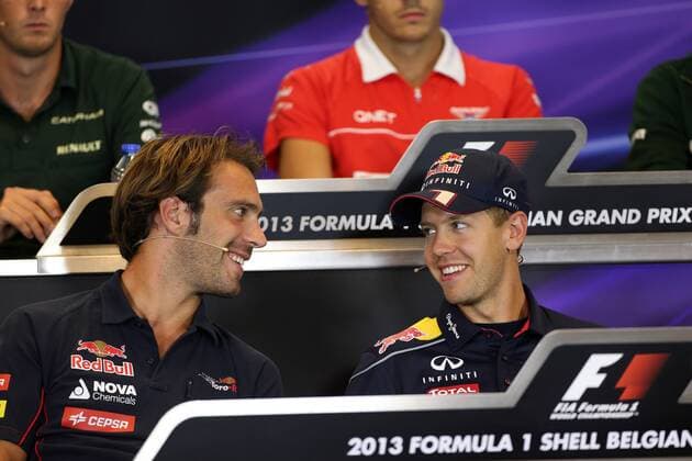 22.08.2013- Press conference, (L-D) Jean-Eric Vergne (FRA) Scuderia Toro Rosso STR8 and Sebastian Vettel (GER) Red Bull Racing RB9 
