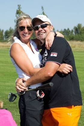 Sven Ottke (GER) mit Freundin Monic Frank - 6. GRK Golf Charity Masters im Golfclub Leipzig Schlosspark Machern - Fotografiert am 24.08.2013
