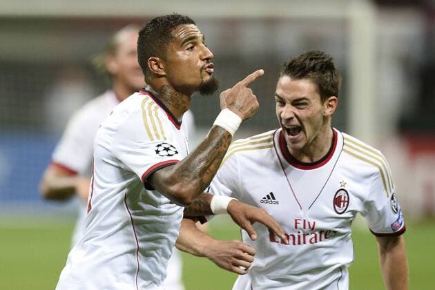 Db Milano 28 08 2013 - Champions League Milan-Psv Eindhoven foto Daniele Buffa Image Sport nella foto: esultanza gol Kevin Prince Boateng 