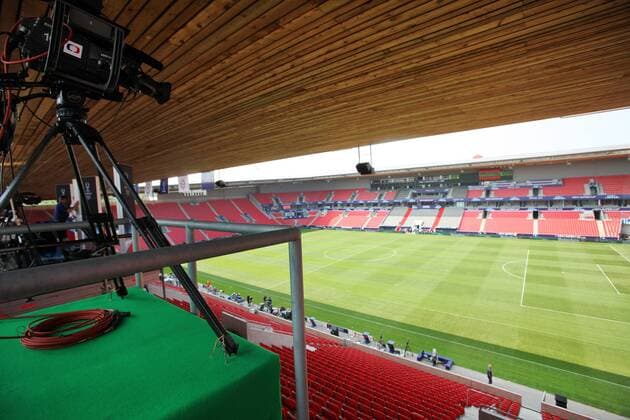 Soccer Stadium Eden in Prague, Czech Republic ahead of the Supercup match FC Bayern Munich vs FC Chelsea on August 30, 2013. Television, TV camera of the Czech Television. (CTKxPhoto KrystofxKriz) CTKPhotoF201308300849801 