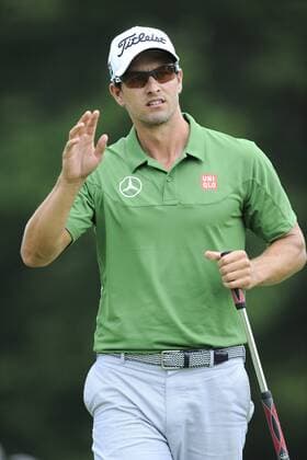 Aug. 31, 2013 - Norton, Massachusetts, USA - August 31, 2013 - Norton, Massachusetts, U.S. - Adam Scott waves to spectators on the 13th green during the second round of the Deutsche Bank Championship, FedEx Cup playoffs held at the Tournament Players Club in Norton Massachusetts. Eric Canha CSM PGA Golf Herren 2013: Deutsche Bank Championship Round 2 AUG 31 - ZUMAc04
