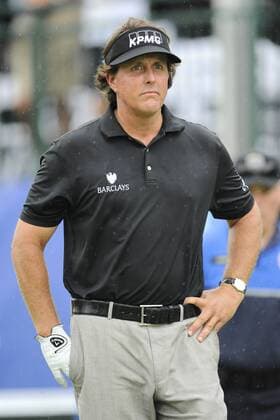 Aug. 31, 2013 - Norton, Massachusetts, USA - August 31, 2013 - Norton, Massachusetts, U.S. - Phil Mickelson walks to the drop zone on the 16th hole to make a second attempt during the second round of the Deutsche Bank Championship, FedEx Cup playoffs held at the Tournament Players Club in Norton Massachusetts. Eric Canha CSM PGA Golf Herren 2013: Deutsche Bank Championship Round 2 AUG 31 - ZUMAc04