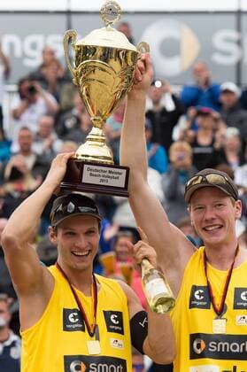 Deutsche Meisterschaft Beachvolleyball, Siegerehrung 01.09.13, Timmendorfer Strand 1. Platz Gold Gold Deutscher Meister: Mischa Urbatzka Markus Böckermann Boeckermann (FC St. Pauli)
