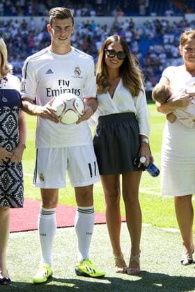 Sept. 2, 2013 - Madrid, Spain - Gareth Bale poses with his girlfriend Emma Rhys Jones during his official unveiling at estadio Santiago Bernabeu on September 2, 2013 in Madrid, Spain Gareth Bale Officially Unveiled At Real CF Madrid  - ZUMAg15