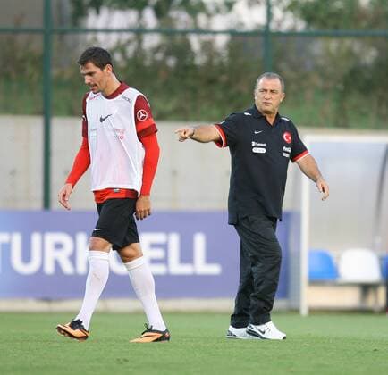 Turkey National football team players training in Istanbul on September 02, 2013. Pictured: Coach Fatih Terim 