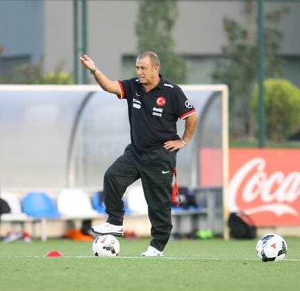 Turkey National football team players training in Istanbul on September 02, 2013. Pictured: Coach Fatih Terim 