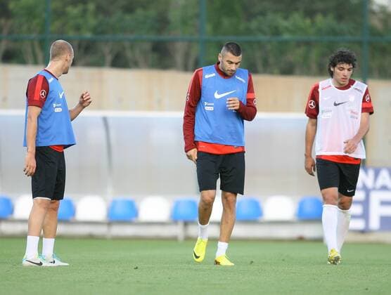 Turkey National football team players training in Istanbul on September 02, 2013. Pictured: Burak Yilmaz 