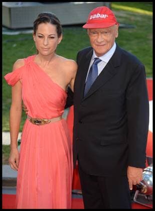 Rush - UK film premiere. Niki Lauda and his wife Birgit during the Rush - UK film premiere, Odeon, London, United Kingdom. Monday, 2nd September 2013. Picture by AndrewxParsons i-Images AndrewxParsonsx xi-Images  IIM-0376-0107