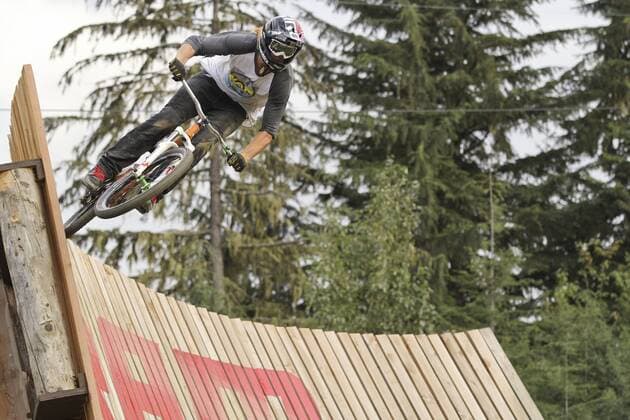 Aug. 17, 2013 - Whistler, BC, Canada - Kelly McGarry riding out of the Sram wall ride. Whistler Crankworx Red Bull Joyride.  - ZUMAh10