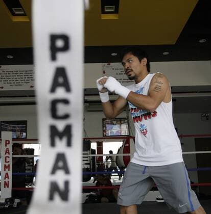Sept. 5, 2013 - General Santos City, Philippines - Filipino boxer MANNY PACQUIAO training at a gym in General Santos City. Pacquiao is scheduled to fight B. Rios on 23 November in Macau, China. Boxing 2013 - Pacquiao Trains For Rios Fight  - ZUMAt11