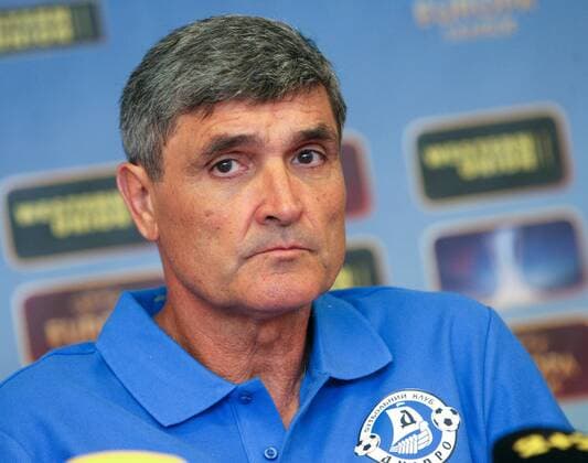 FC Dnirpo Dnipropetrovsk head coach Juande Ramos speaks during a pre-match press conference ahead of the UEFA Europa League Playoff Round fixture against JK Nomme Kalju in Dnipropetrovsk, Ukraine, August 28, 2013. UKRINFORM. 