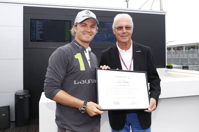 Motorsports: FIA Formula One World Championship 2013, Grand Prix of Italy, 9 Nico Rosberg (GER, Mercedes AMG Petronas F1 Team), Franz Beckenbauer (GER) xHOCHxZWEIx