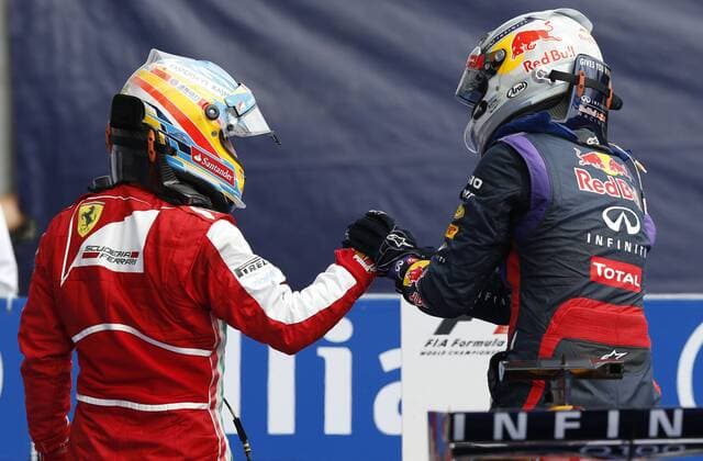 Motorsports: FIA Formula One World Championship 2013, Grand Prix of Italy, 3 Fernando Alonso (ESP, Scuderia Ferrari), 1 Sebastian Vettel (GER, Infiniti Red Bull Racing), xHOCHxZWEIx