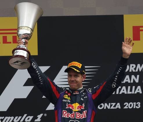 Formel 1, Sebastian Vettel - alle 50 Siege Sebastian Vettel Red Bull celebrates the victory Monza Grand Prix Formula One Monza 08-09-2013 Foto Cezaro De Luca Insidefoto cezaroxdeluca