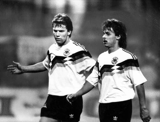 Lothar Matthäus (li.) und Olaf Thon (beide BR Deutschland)