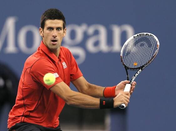 US Open 2013, USTA Billie Jean King National Tennis Center, Flushing Meadows, New York, ITF Grand Slam Tennis Tournament,Herren Endspiel,Finale, Novak Djokovic (SRB),Aktion,Einzelbild, Halbkoerper,Querformat