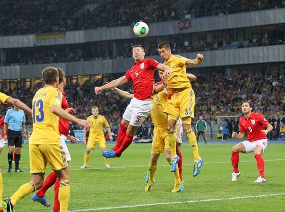 England s Gary Cahill wins the ball in the air Ukraine v England - 2014 World Cup Qualifier - Olympic Stadium - Kiev - Ukraine -10 09 2013 - Pic David Klein Sportimage EDITORIAL USE ONLY. No use with unauthorised audio, video, data, fixture lists, club league logos or live services. Online in-match use limited to 120 images, no video emulation. No use in betting, games or single club league player publications.