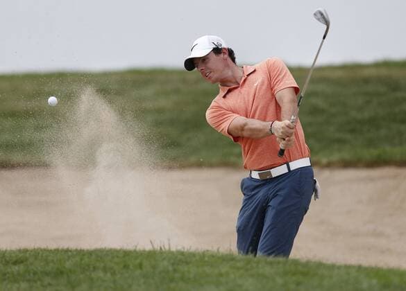 Sept. 11, 2013 - Lake Forest, Illinois, U.S. - RORY MCILROY hits out of a sand trap at the 18th during the Gardner Heidrick Pro-Am held at Conway Farms Golf Club. Golf 2013 - BMW PGA Golf Herren Championship - Practice - ZUMAm67