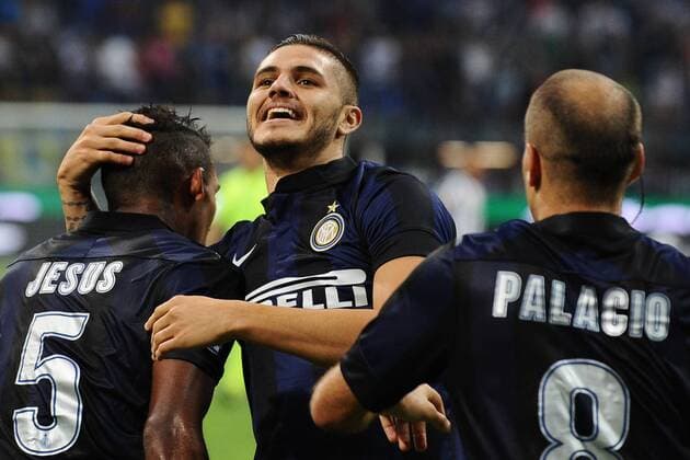 Jubel Mauro Icardi (C) Inter 1-0 Goal celebration - Mailand 14-09-2013 Stadio Giuseppe Meazza, San Siro - Serie A Inter Mailand vs Juventus Turin andreaxstaccioli