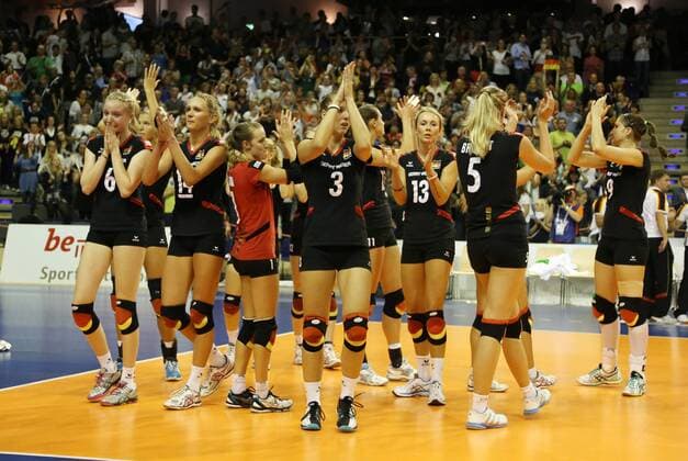 Deutsche Damen enttäuscht nach Spielende Enttäuschung Volleyball CEV Europameisterschaft EM 2013 Damen Finale Saison 2013 14 14.09.2013 BR Deutschland vs. Russland