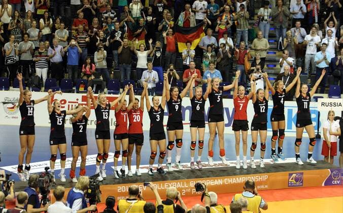 14.09.2013, Max Schmeling Halle, Berlin, GER, Berlin, CEV Volleyball European Championship Women-Final, Germany vs. Russia, im Bild Deutsches Team
