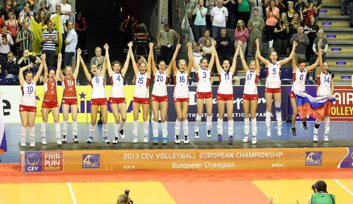 14.09.2013, Max Schmeling Halle, Berlin, GER, Berlin, CEV Volleyball European Championship Women-Final, Germany vs. Russia, im Bild Siegerin , Russisches Team