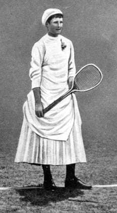 Lottie (Charlotte) Dod, the youngest ever champion, who won the Wimbledon Championships five times. She was 15 years old when she won Wimledon for the first time in 1887. The Encyclopedia of Tennis page 233. Local Caption  UnitedArchives00901048