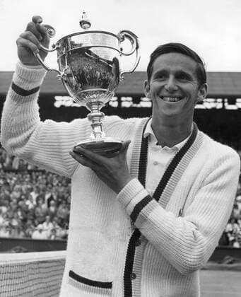 Roy Emerson holds the trophy after winning the Men s Singles title at Wimbledon 3rd July 1964. Â  UnitedArchives00929269