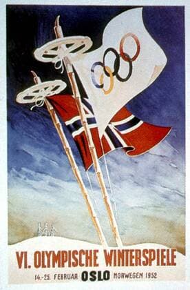 1952 Winter Olympics Oslo, Norway Poster, Olympia, Olympiade, Olympische Spiele, Norwegen  UnitedArchives01026149